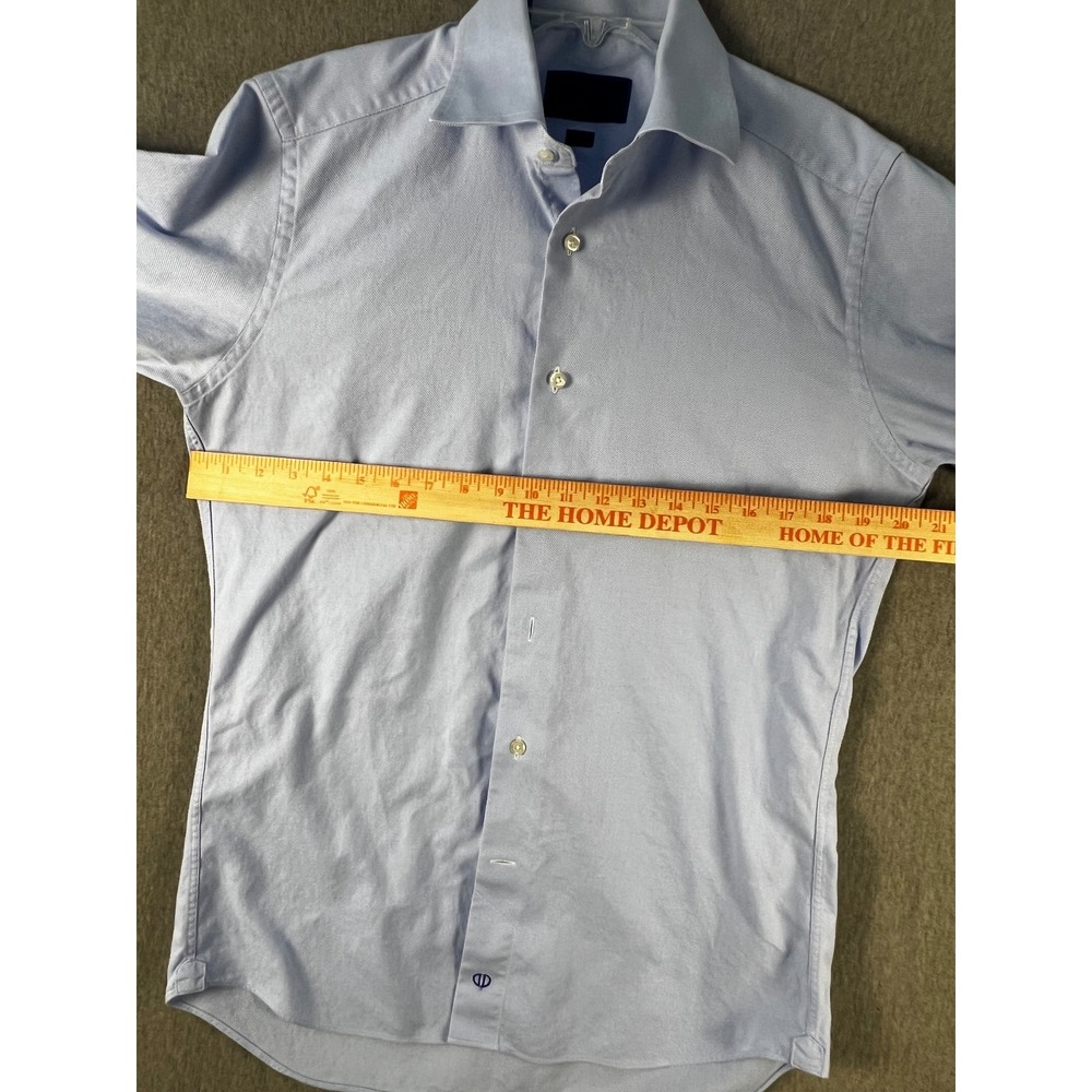 Lot of 2 David Donahue Trim Fit 15.5 Dress Shirts Mens Blue Solid & Purple Check - Picture 3 of 10